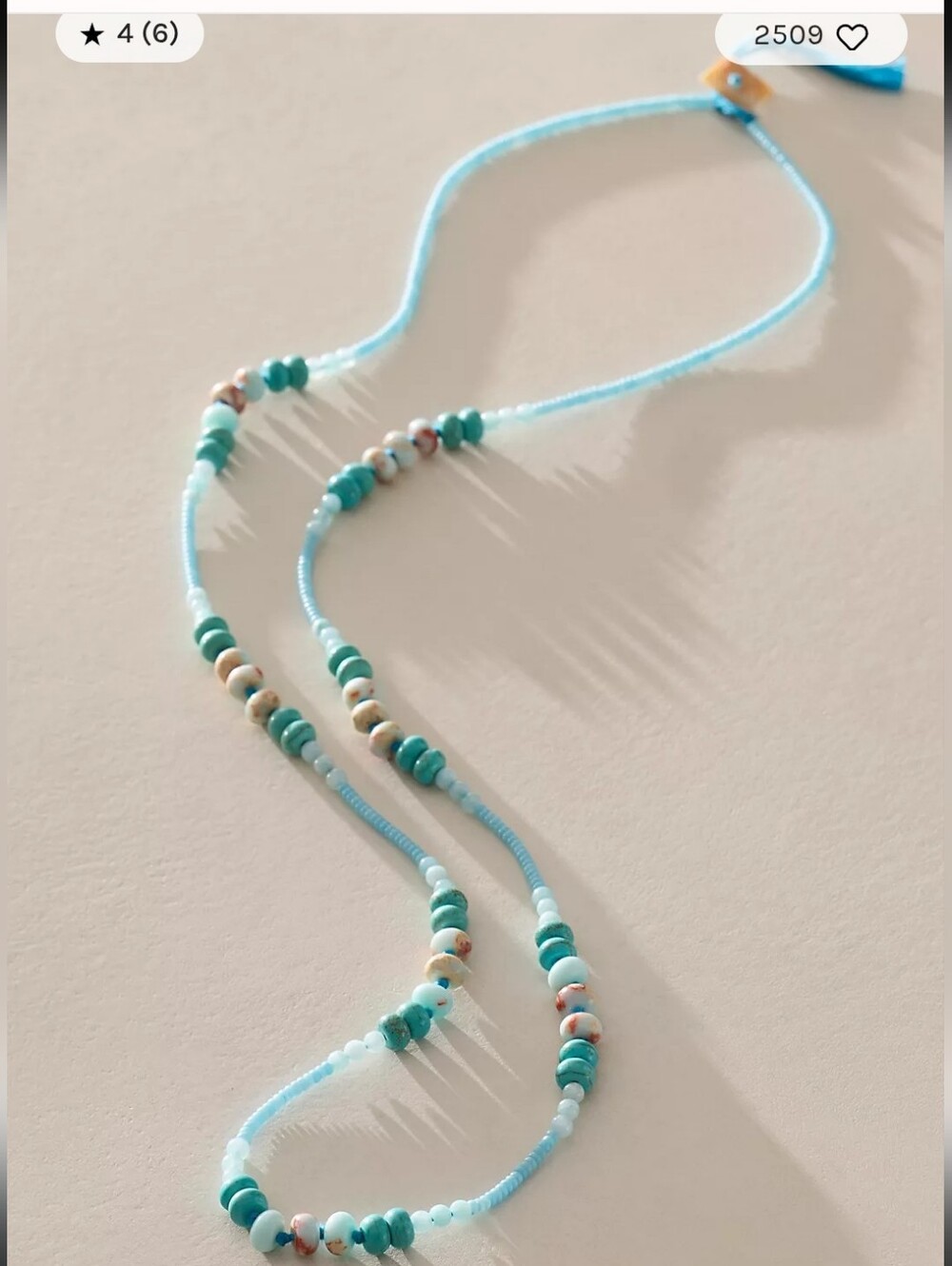 NWT! FP X Ariana Ost , Single Layer Semiprecious Necklace, Turquoise, MSRP $48